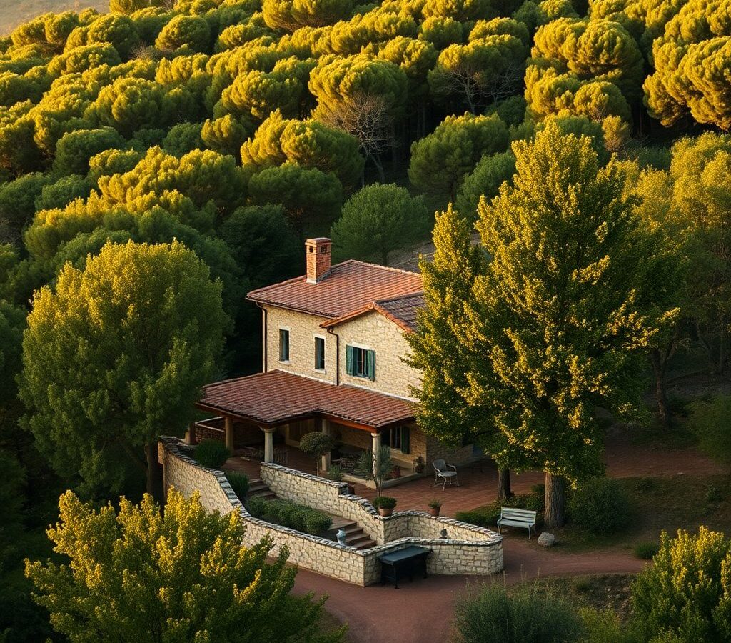 La casa rural Les Clotas envoltada de bosc
