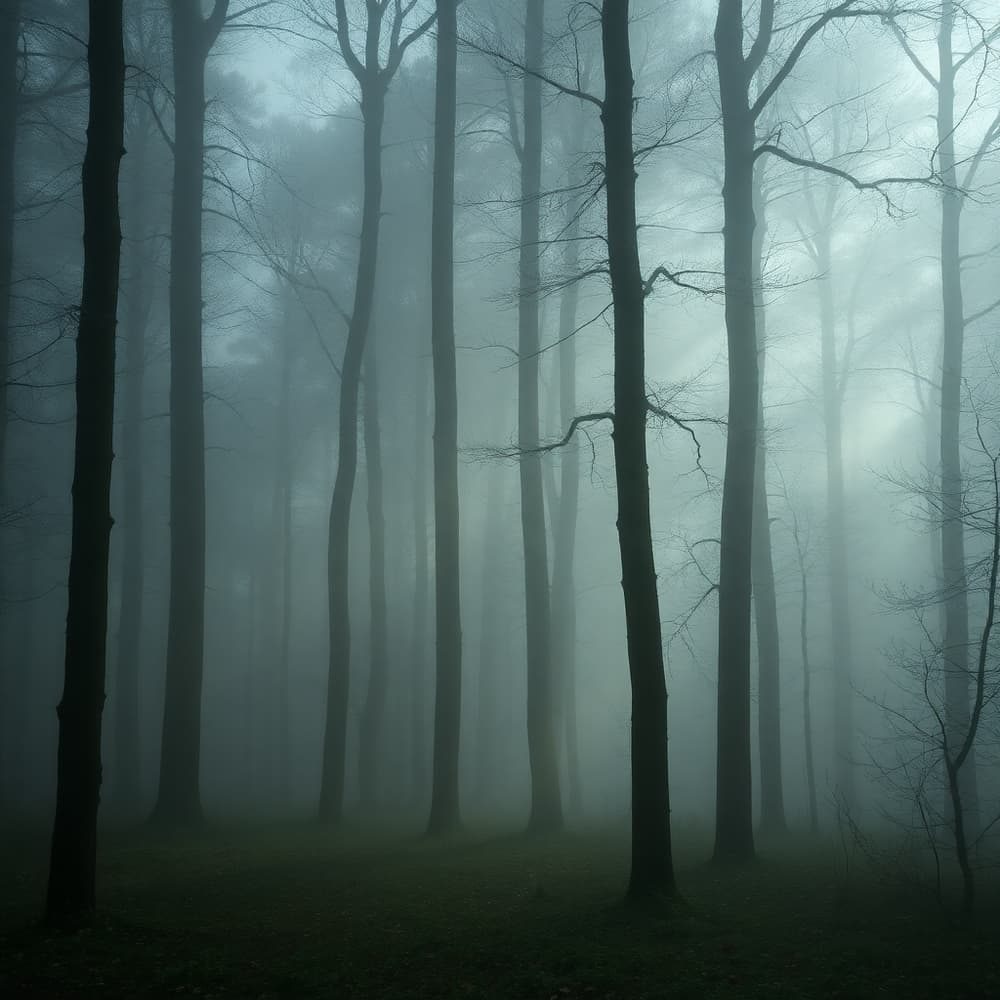 Bosc amb boira matinal